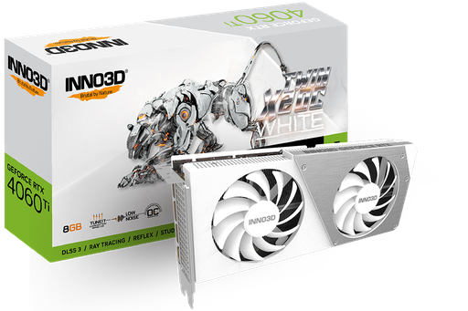 Carte Graphique Nvidia Inno3D GeForce RTX 4060 Ti Twin X2 8Go Blanc